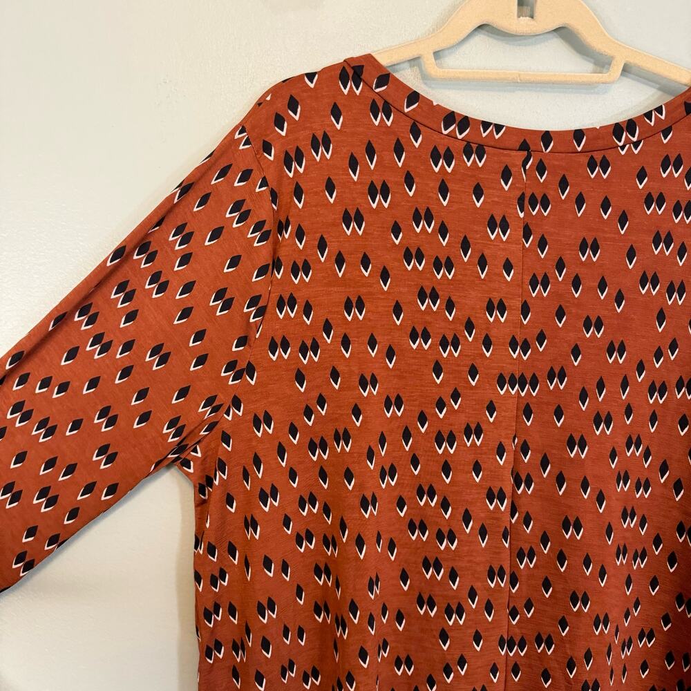Sew in Love Dress Womens 2X Plus Brown Long Sleeve Diamond Print V-Neck Casual - Picture 9 of 9